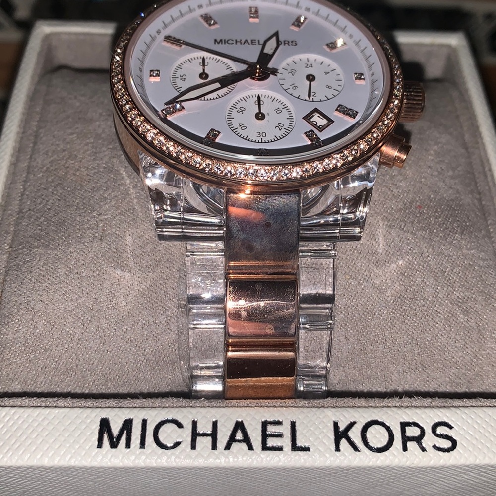 New MICHAEL KORS MK6347 ROSE GOLD TONE CHRONOGRAPH Watch New in original box - Picture 2 of 7